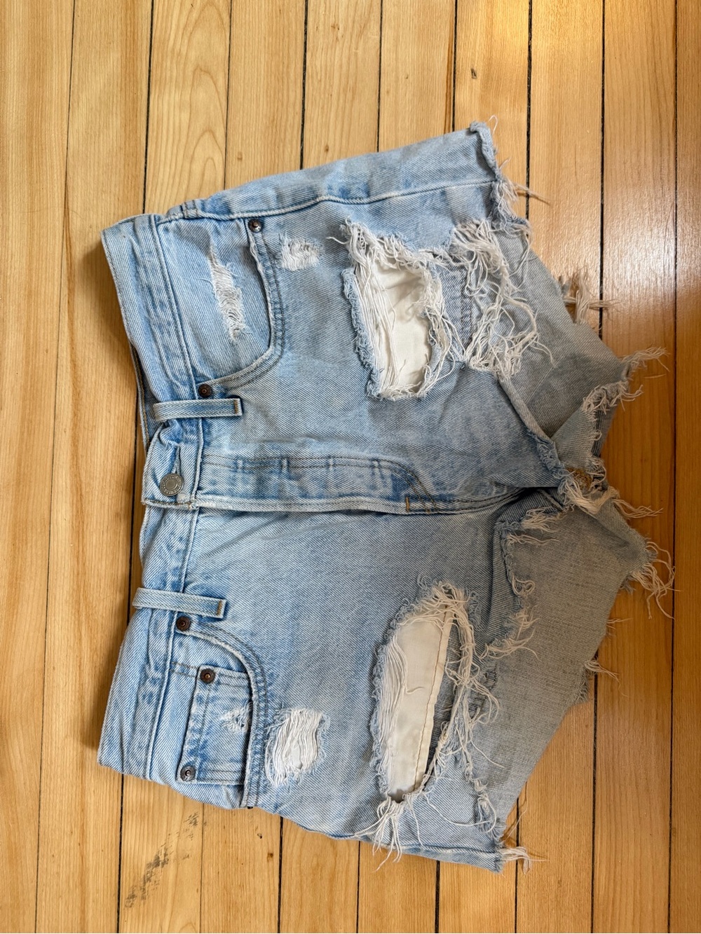 Levi's Light Blue Distressed Denim Cutoff Shorts